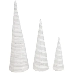 Northlight Glittered Cone Tree Christmas Decoration - 23.5 - White And Silver - Set Of 3 -Northlight GUEST d9ac564c 8216 4ba0 9af2 cef3eae7a676