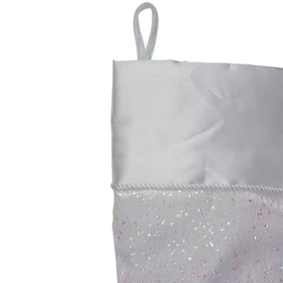 Northlight 22.25" White With Pink Iridescent Glitter Christmas Stocking With Satin Cuff 4 Northlight 22.25" White With Pink Iridescent Glitter Christmas Stocking With Satin Cuff - Image 2