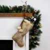 Northlight Faux Fur Christmas Stocking With Pom Poms - 20.5" - Beige And Brown -Northlight GUEST db376a3a 6166 4422 a861 4ec1f9c90ce0