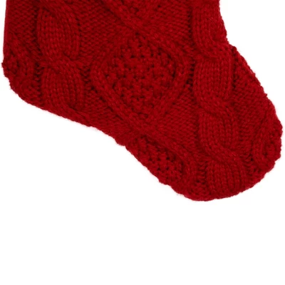 Northlight Cable Knit Christmas Stocking With Cuff - 21.5" - Red 5 Northlight Cable Knit Christmas Stocking With Cuff - 21.5" - Red - Image 3