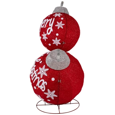 Northlight Lighted Stacked Ornament Balls Outdoor Christmas Decoration - 35" - Warm White LED 6 Northlight Lighted Stacked Ornament Balls Outdoor Christmas Decoration - 35" - Warm White LED - Image 4