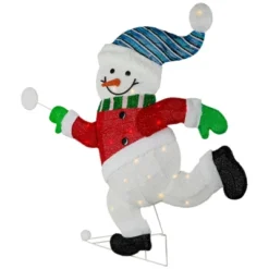 Northlight Lighted Snowman With Snowball Outdoor Christmas Decoration - 36.25" - Clear Lights -Northlight GUEST e12ef133 6365 4b9e b638 422e101861a2