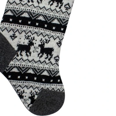 Northlight 21" Black, Gray And White Rustic Lodge Knit Christmas Stocking With High Pile Fleece Cuff 4 Northlight 21" Black, Gray And White Rustic Lodge Knit Christmas Stocking With High Pile Fleece Cuff - Image 2