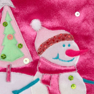 Northlight 20.5" Pink Embroidered Ice Skating Snowman And Christmas Tree Stocking 8 Northlight 20.5" Pink Embroidered Ice Skating Snowman And Christmas Tree Stocking - Image 6