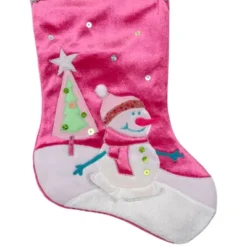 Northlight 20.5" Pink Embroidered Ice Skating Snowman And Christmas Tree Stocking 10 Northlight 20.5" Pink Embroidered Ice Skating Snowman And Christmas Tree Stocking -Northlight GUEST e7a3b33b 975e 43bd b2e3 bfc73ff5fc52