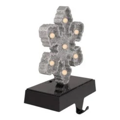 Northlight LED Lighted Glittered Snowflake Christmas Stocking Holder - 7" - Silver Finish -Northlight GUEST e7ccbcba 727f 4265 93c2 d8bac6882472