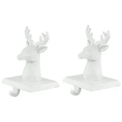 Northlight Set Of 2 White Reindeer Head Christmas Stocking Holders 5.75" -Northlight GUEST e8035d69 8029 4d7f b915 54241c0177e0