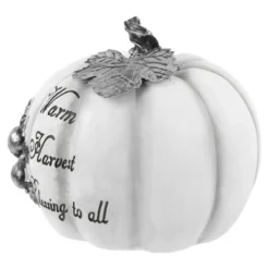 Northlight 8" White And Black "Warm Harvest Blessing" Pumpkin Fall Harvest Decoration -Northlight GUEST e8a4f8f3 a3a7 4437 be28 25c7c8cc25bc