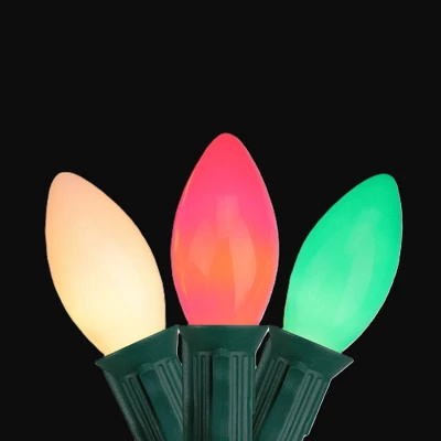 Northlight Opaque C9 Christmas String Lights - Green Red And White - 24' Green Wire - 25ct 3 Northlight Opaque C9 Christmas String Lights - Green Red And White - 24' Green Wire - 25ct