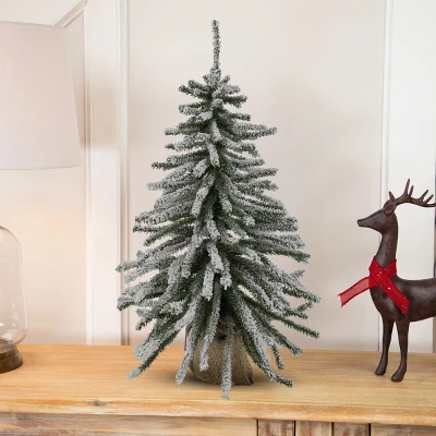 Northlight Potted Flocked Downswept Mini Village Pine Medium Artificial Christmas Tree - 2' - Unlit 3 Northlight Potted Flocked Downswept Mini Village Pine Medium Artificial Christmas Tree - 2' - Unlit