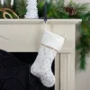 Northlight 20" Cream And Gold Christmas Stocking With Faux Fur