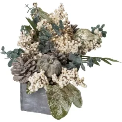 Northlight 10.25" Neutral Colored Pumpkin And Leaves Fall Harvest Floral Arrangement -Northlight GUEST eafe8c51 42bc 476b 8ed4 fc8a3ad95085