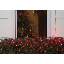 Northlight Mini Net Style Incandescent Christmas Lights - 4' X 6' - Pink - Green Wire