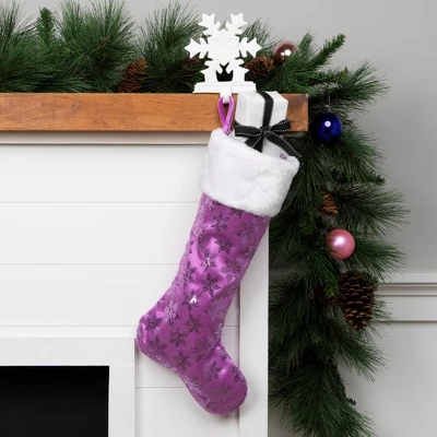 Northlight 19" Purple Sequin Snowflake Christmas Stocking With White Faux Fur Cuff 3 Northlight 19" Purple Sequin Snowflake Christmas Stocking With White Faux Fur Cuff