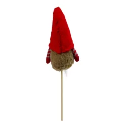 Northlight 11.5" Tiny Gray Faux Fur Santa Gnome With Red Hat And Striped Arms On A Stick Christmas Decoration -Northlight GUEST ec7abbf1 055c 4630 b481 3cfacda6f185