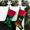 Northlight 20" Dark Green And Burgundy Candle And Pine Cone Velveteen Christmas Stocking -Northlight GUEST ecb02c38 8d5f 449d ab1d cea75edc4348
