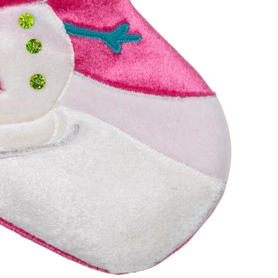 Northlight 20.5" Pink Embroidered Ice Skating Snowman And Christmas Tree Stocking 6 Northlight 20.5" Pink Embroidered Ice Skating Snowman And Christmas Tree Stocking - Image 4