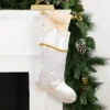 Northlight 20.5" White And Gold Glitter Poinsettia Christmas Stocking -Northlight GUEST ef0bf9c2 2382 49fe 8395 e80d7c8ccc94