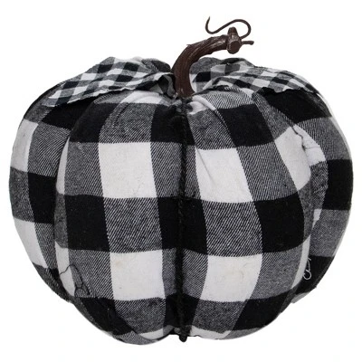 Northlight 7" Black And White Buffalo Plaid Fall Harvest Tabletop Pumpkin 5 Northlight 7" Black And White Buffalo Plaid Fall Harvest Tabletop Pumpkin - Image 3