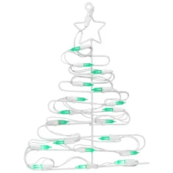 Northlight LED Lighted Christmas Tree Window Silhouette Decoration - 12.5" - Green Lights -Northlight GUEST f1295481 f884 40c6 bf42 b76eeca2efd1