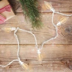 Northlight 25 Count Warm White LED C9 Christmas Lights, 16 Ft White Wire