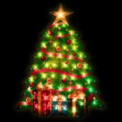 Northlight 22.5" Lighted Christmas Tree With Presents Window Silhouette