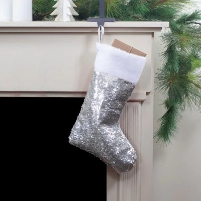 Northlight 19" White And Silver Sequin Christmas Stocking With White Faux Fur Cuff 3 Northlight 19" White And Silver Sequin Christmas Stocking With White Faux Fur Cuff