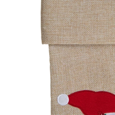 Northlight 19" Burlap Skiing Santa With Poles And Snowflakes Christmas Stocking 5 Northlight 19" Burlap Skiing Santa With Poles And Snowflakes Christmas Stocking - Image 3