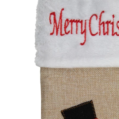 Northlight 19" Beige And Red Burlap "Merry Christmas" Snowman Christmas Stocking 5 Northlight 19" Beige And Red Burlap "Merry Christmas" Snowman Christmas Stocking - Image 3