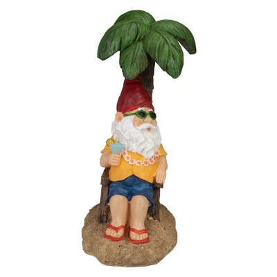Northlight 12.25" Tropical Gnome With Palm Tree Outdoor Garden Statue 4 Northlight 12.25" Tropical Gnome With Palm Tree Outdoor Garden Statue - Image 2
