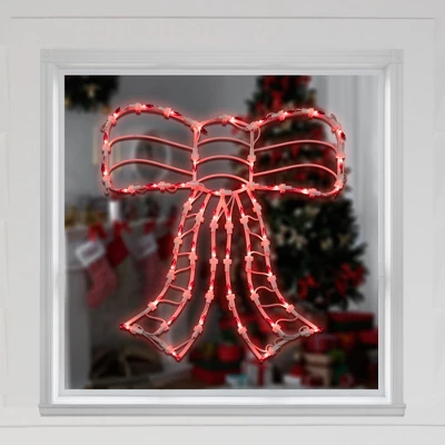 Northlight Lighted Bow Window Silhouette Christmas Decoration - 14" - Red Lights 4 Northlight Lighted Bow Window Silhouette Christmas Decoration - 14" - Red Lights - Image 2