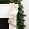 Northlight 20.5" Glittered Gold Christmas Stocking With Snowflakes And Pom Poms -Northlight GUEST f7a6552b 3ef1 43a3 93aa 3555b0143196
