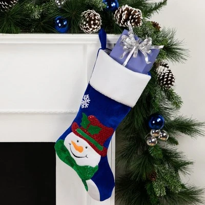 Northlight 20" Royal Blue Embroidered Velveteen Snowman Christmas Stocking With White Cuff 3 Northlight 20" Royal Blue Embroidered Velveteen Snowman Christmas Stocking With White Cuff