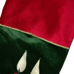 Northlight 20" Dark Green And Burgundy Candle And Pine Cone Velveteen Christmas Stocking -Northlight GUEST fc2649d5 f798 44c7 a925 f49fd8993f88