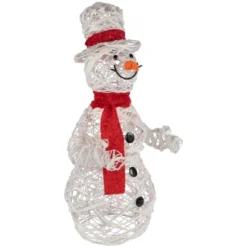 Northlight Lighted Glittered Rattan Snowman Outdoor Christmas Decoration - 28" - Clear Lights -Northlight GUEST fcf7beeb 440a 4671 8783 e61129740f0f