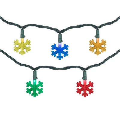 Northlight LED Snowflake Shaped Christmas Light Set - MultiColor - 4' Green Wire - 10ct 3 Northlight LED Snowflake Shaped Christmas Light Set - MultiColor - 4' Green Wire - 10ct