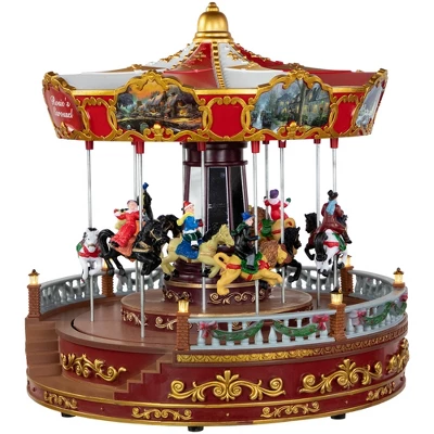 Northlight 14" LED Lighted Animated And Musical Carousel Christmas Decoration 4 Northlight 14" LED Lighted Animated And Musical Carousel Christmas Decoration - Image 2