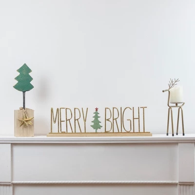 Northlight Metal Tree With Stars And Chunky Wooden Base Christmas Decoration - 16.75" - Green 4 Northlight Metal Tree With Stars And Chunky Wooden Base Christmas Decoration - 16.75" - Green - Image 2