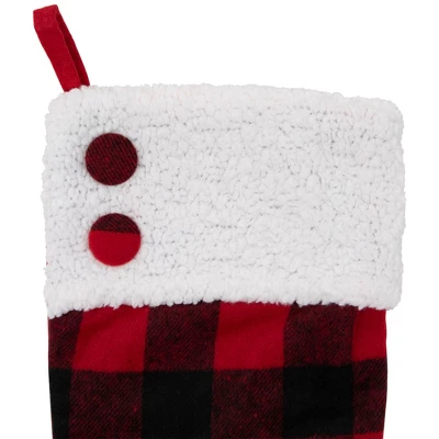 Northlight 23" Black And Red Rustic Buffalo Plaid Christmas Stocking 4 Northlight 23" Black And Red Rustic Buffalo Plaid Christmas Stocking - Image 2