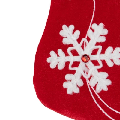 Northlight 20.5-Inch Red And White Velvet With White Snowflake Christmas Stocking 7 Northlight 20.5-Inch Red And White Velvet With White Snowflake Christmas Stocking - Image 5
