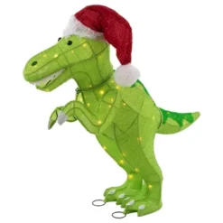 Northlight LED Lighted Tinsel Santa T-Rex Dinosaur Outdoor Christmas Decoration - 30" - Warm White -Northlight GUEST ff177b46 7532 42fb a67a 9e5dc2eb2dcc