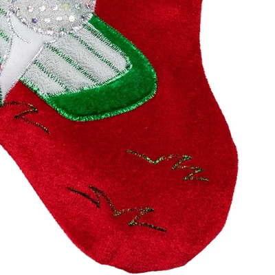 Northlight 20" Red Velveteen Golf Themed Christmas Stocking With White Embroidered Cuff 7 Northlight 20" Red Velveteen Golf Themed Christmas Stocking With White Embroidered Cuff - Image 5